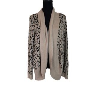 Rachel Zoe Leopard Open Cardigan Size L Beige
